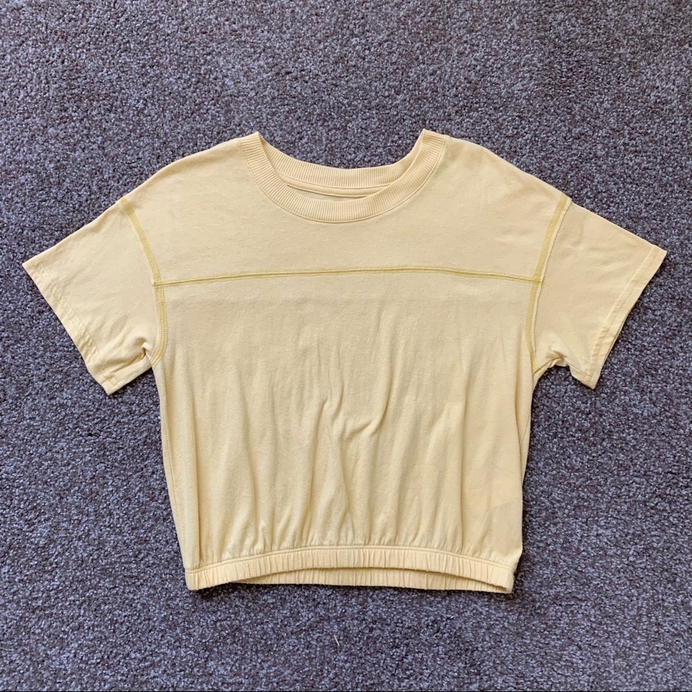 Yellow Cropped scrunched T-shirt